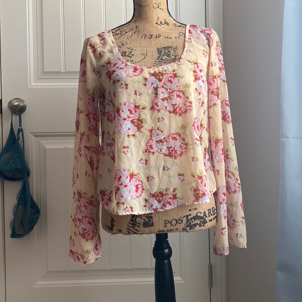 Yellow Floral Print Blouse